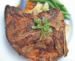 The steak is prepared simply — salt, pepper and deeply browned to the desired medium-rare — but properly. 