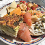 Belhurst Edgar’s quiche, bagel, tomato pasta salad: A selection of sliced cheese, tomato and orecchiette pasta salad, spinach, onion and cheddar quiche and a toasted bagel with cream cheese, smoked salmon, capers and chopped egg. 