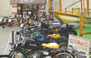 The museum has a recreation of Curtiss’ motorcycle shop, his bikes and vintage British bikes.