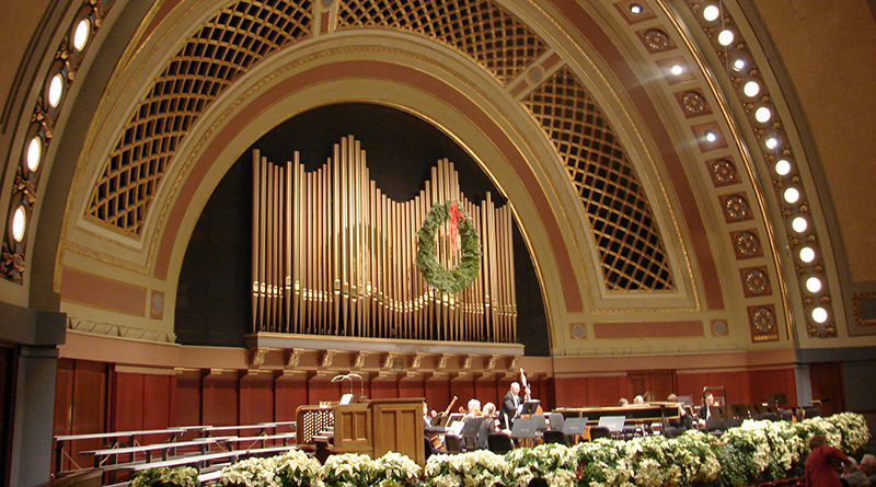 Hill Auditorium is celebrated for its perfect acoustics with the acoustically best seats in the middle of the mezzanine.