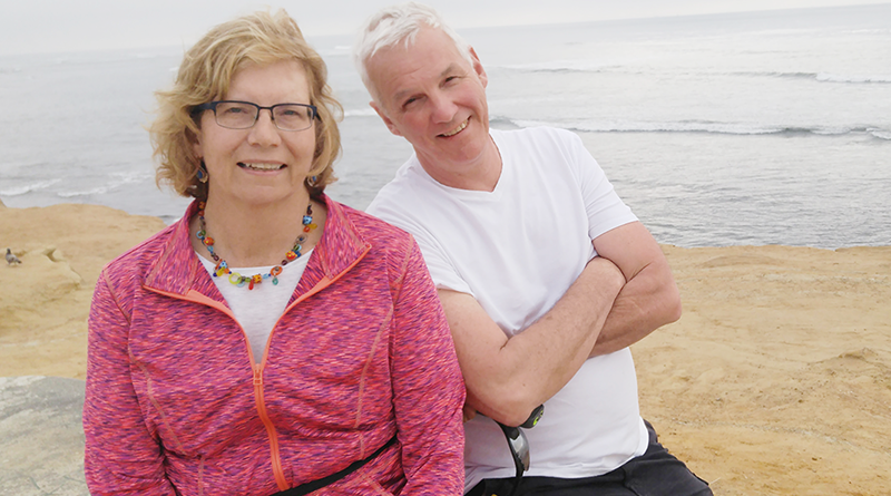 Martha Bush and her husband John Tracey have adopted what many consider reverse roles. He has been the stay-at-home caregiver while she is the off-to-the-office corporate type. Photo taken in March during their vacation in California