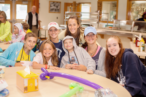 Campers at Camp Good Days and Special Times in Branchport enjoy lunch in the dining hall during a week-long summer program for children between the ages of 8 and 12 who have cancer. 