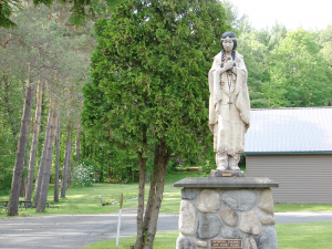 Visitors to the National Kateri Shrine in Fonda will see a statue of Kateri Tekakwitha, a young Mohawk woman born in 1656 who is the first Native American woman to be honored with sainthood.