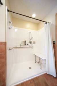 Grab bars in the bathroom, wide doors and hallways are some of the recommendations contractors make to people who plan to age in place. Photos courtesy of Albright Remodeling, Canandaigua.