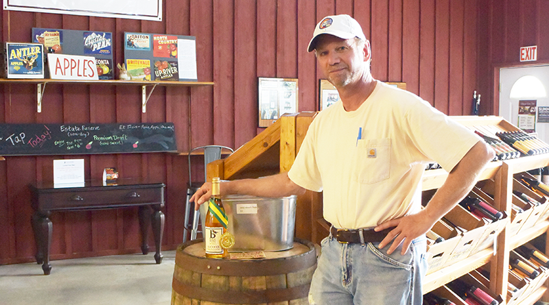 Scott Donovan of Black Bird Cider Works in Barker along the Niagara Wine Trail. The business claims to be Niagara County’s first sole craft hard cider producer. Nestled on a beautiful farm overlooking Lake Ontario, it produces hard ciders made from apples grown in its own estate orchard.