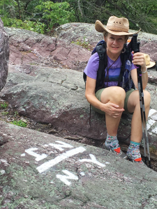 Jewel Burr at the end of her Appalachian Trail trip. “A lot of women go alone. You’ll be fine, safer than downtown Elmira at night,” Burr says.