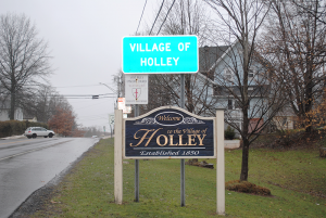 Entrance of the village of about 1,800 people.