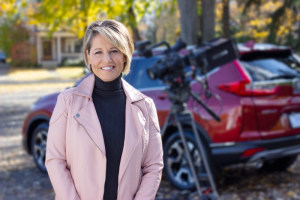 Robin De Wind stars in a commercial for one of her clients, the Canandaigua auto dealership Ontario Honda. 