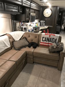Pritchard’s RV has a wide range of amenities, including electric fireplace, king size Sleep Number bed, dishwasher, induction cook top, microwave convection oven, on-demand hot water shower unit, and a full-sized refrigerator. It’s a 2016 Forest River Charleston 430 RB  valued at $250,000. 
