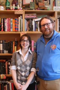 Kay Szewczuk and husband Graham Tedesco-Blair, onwers of White Paw Books & Curiosities shop in Newark.