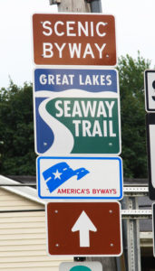 Road sign for the Great Lakes Seway Trail.