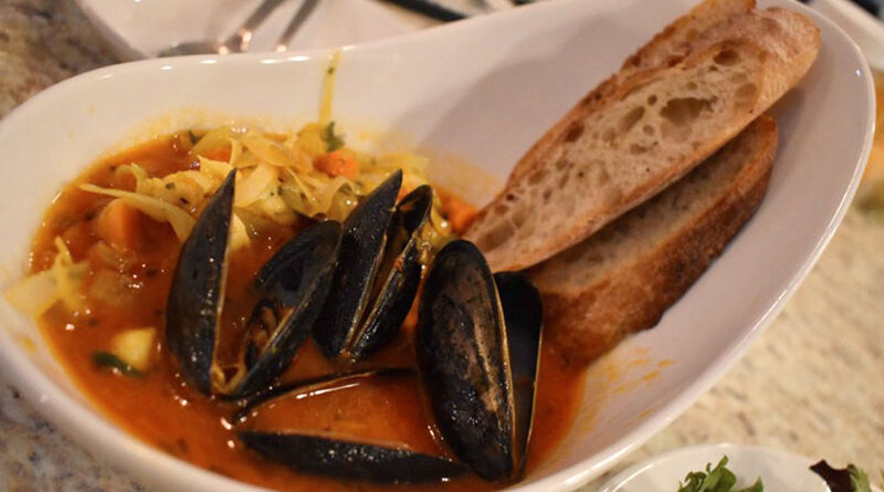 The French fish stew composed of white fish (haddock this time), scallops, mussels and veggies.