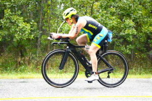 Pam Cooper-Vince rides her bike in the Atlantic City Triathlon.