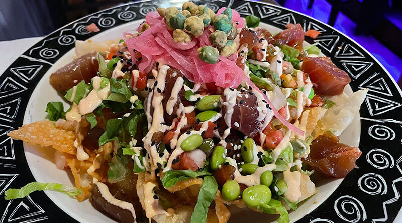 The poke tuna wonton nachos ($16) at KiX on main. The serving was much larger than anticipated.