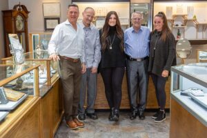  Frank Magnotta, Leon Tucker, Nina Rolowski, Jerry Magnotta and Gianna Palma at Jerry’s Jewelers in Irondequoit; a true family business.